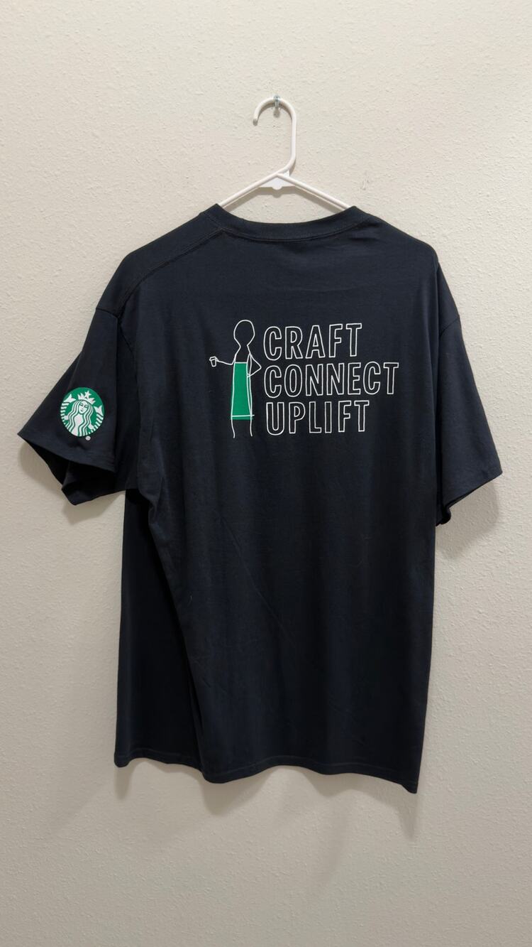 Starbucks Employee Barista Craft Connect Uplift Graphic T-Shirt Black Size Large